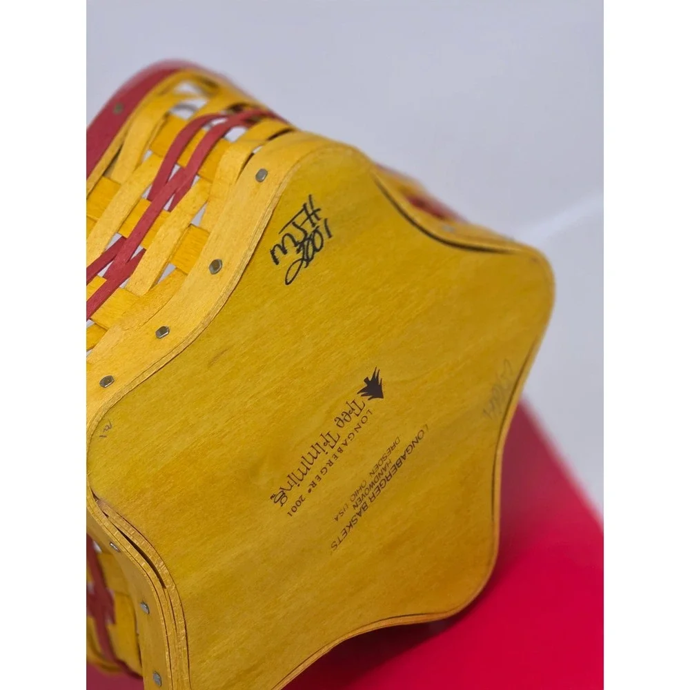 VTG Longaberger Tree Trimming Twinkle‎ Twinkle Basket Star Yellow Red Woven 2001